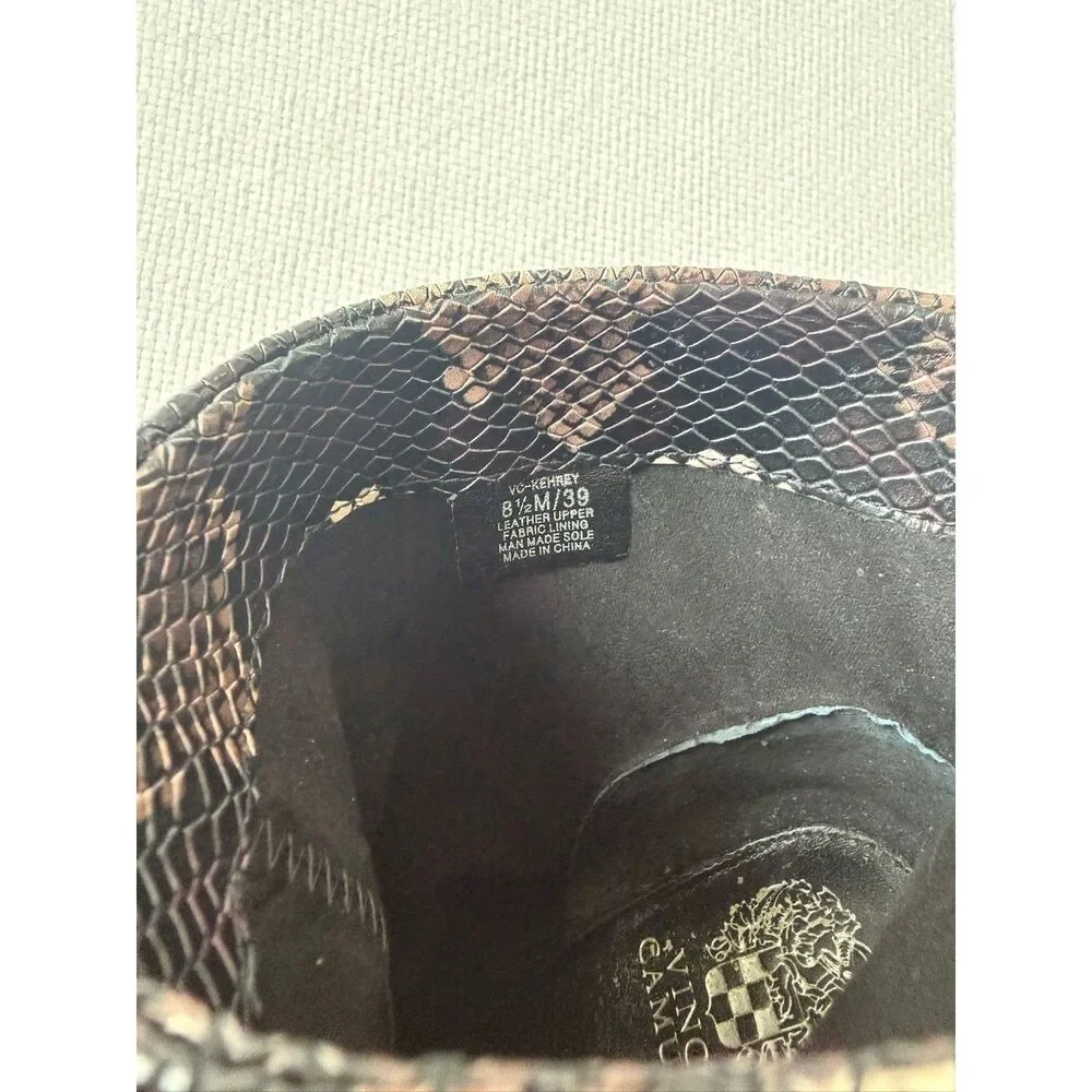 Vince Camuto Kenney Snake Print Peep Toe Ankle Booties Size 8.5 M